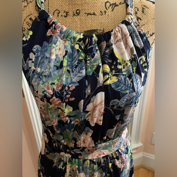 eloges Blue and multi color floral halter toe neck maxi dress Size M NWOT - Picture 6 of 7